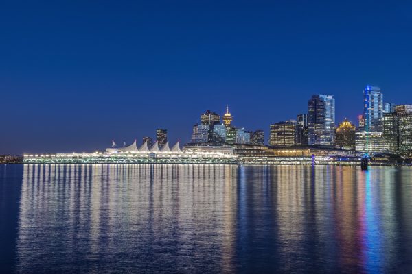 Beautiful view on Vancouver skyline opens from Stanley park