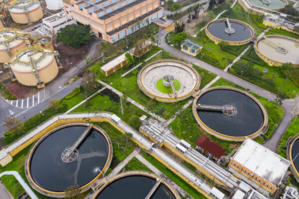 Sha Tin, Hong Kong 17 March 2019: Sewage treatment plant in Hong Kong city