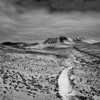 Black and white dramatic landscape with climate change effects f