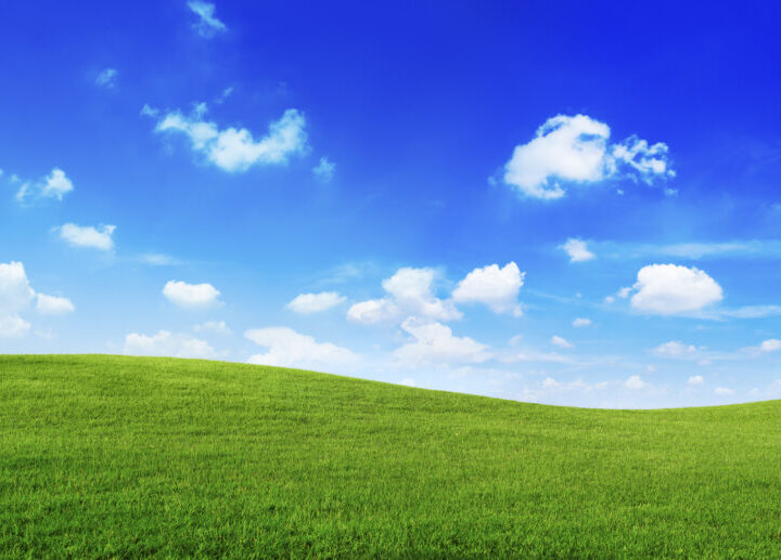 Green hills with blue sky