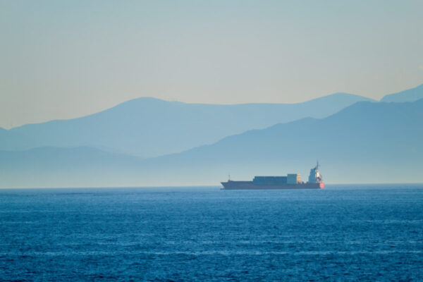 Cargo vessel ship in Aegean Sea